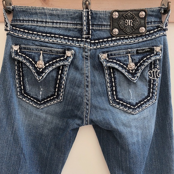 Miss Me Distressed Embellished Bootleg Jeans - Picture 1 of 8